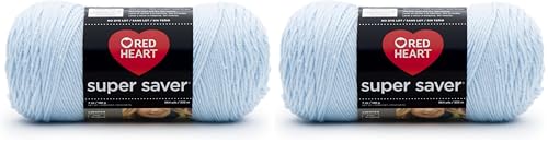 Red Heart Super Saver Yarn, Light Blue, Medium Worsted Acrylic, 2 Pack