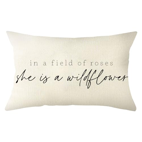 Field of Roses Lumbar Throw Pillow Cover, 12x20 Inch Farmhouse Cushion Case