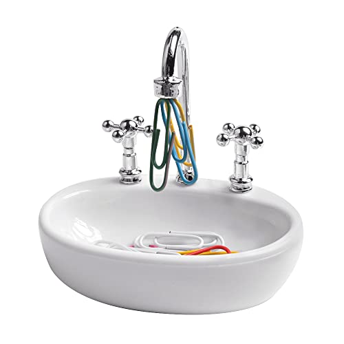 Vanki White Plastic Sink Design Paper Clip Dispenser Holder