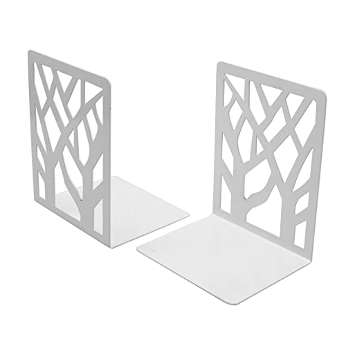 Spillbox White Metal Bookends - Heavy Duty Non-Slip Holders