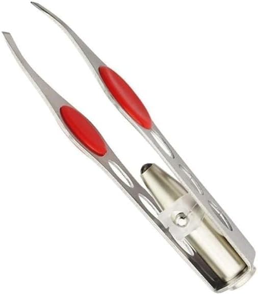 ZLmoue LED Light Silver Tweezers for Eyebrow Shaping and Hair Removal