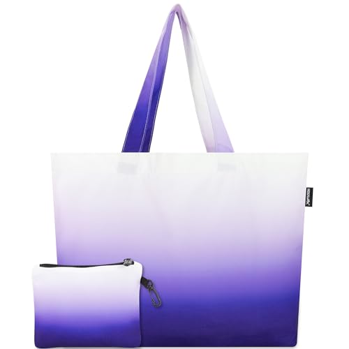 HOLYLUCK Gradient Purple Foldable 20L Reusable Tote Bag with Detachable Small Bag