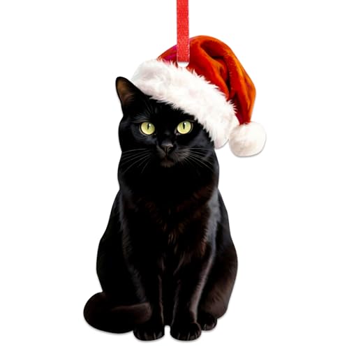 BIZIBAFF Black Cat Christmas Ornament - Acrylic 2D Lifelike Cat Decor B-blackcat