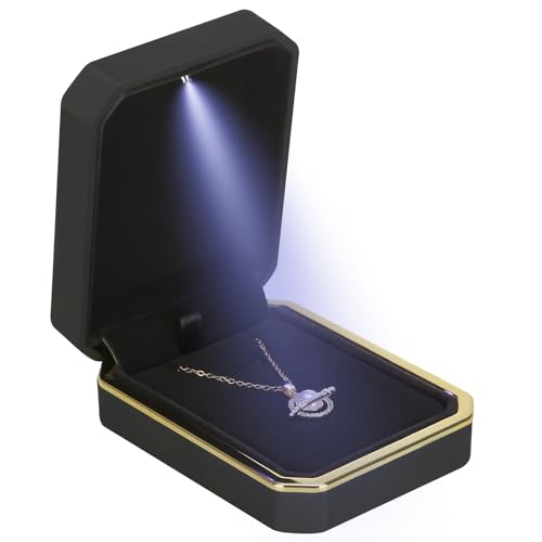 Black Luxury LED Pendant Necklace Gift Box with Velvet Interior
