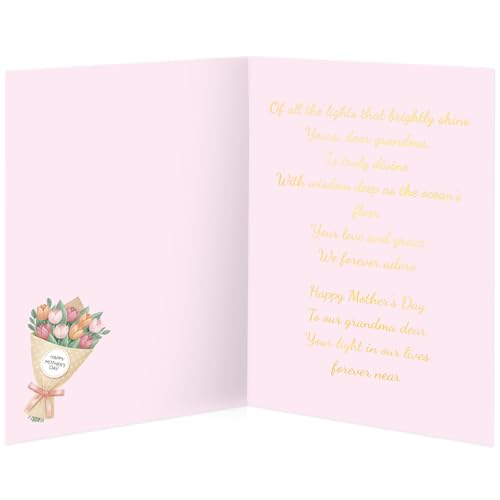 Happy Mother's Day Card for Grandma with Envelope - 5x7