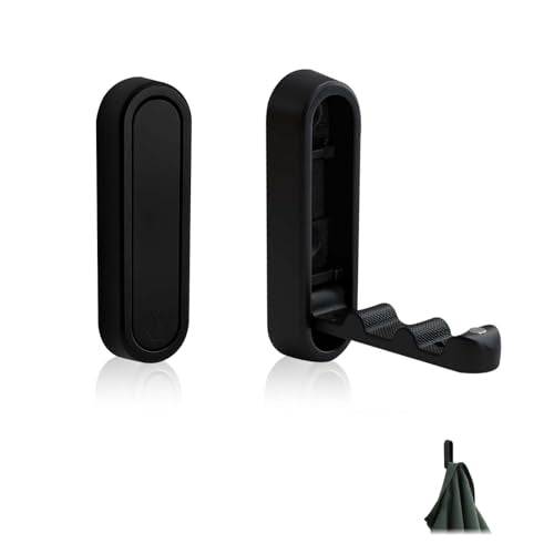 Heavy Duty Black Folding Wall Hooks 2 Pack - Space Saving Zinc Alloy