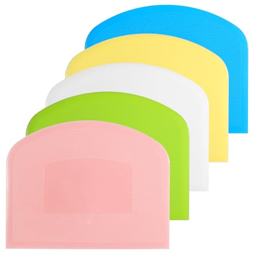 5-Pack Plastic Bench Scraper Set for Baking & Dough Handling