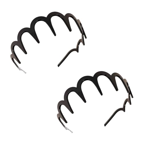 Zig Zag Headbands with Teeth 2 Pcs Non-Slip Plastic Wave Hair Bands