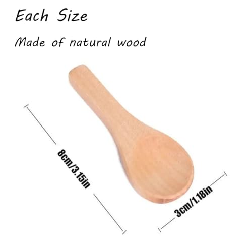 Mini Wooden Spoons Set of 10 - Natural Wood for Jams, Spices & More