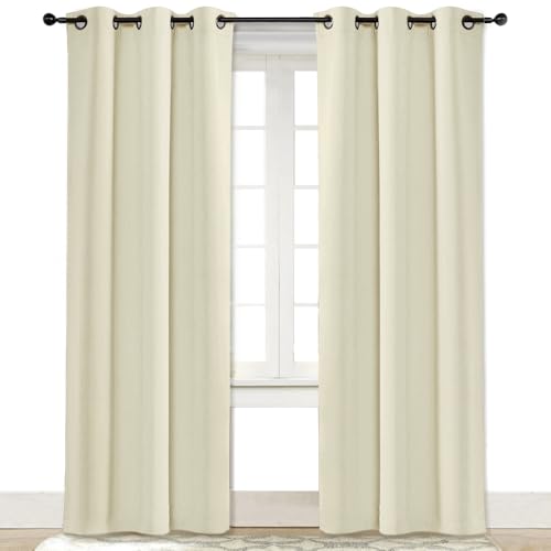 NICETOWN Blackout Curtain Panel - 34 x 84 Inch, Beige, Grommet