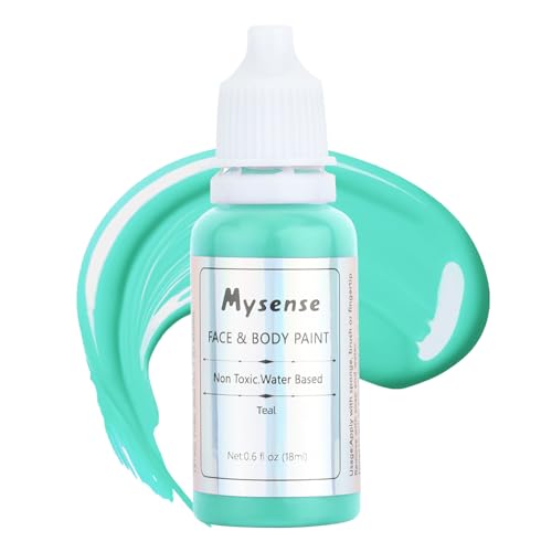 Mysense Teal Face and Body Paint, Water-Based Washable Cream 0.6oz