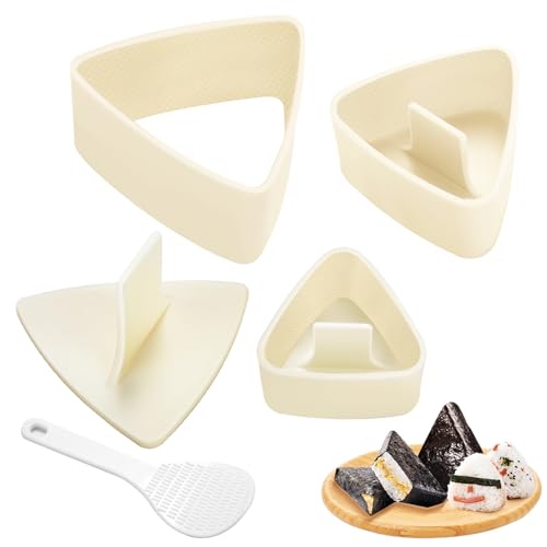 Beige Onigiri Mold Triangle Set - 3 Sizes Sushi Rice Ball Maker Kit