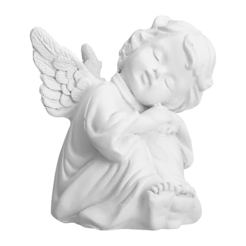 Sibba Sleeping Angel Cherub Statue - Small White Resin Figurine