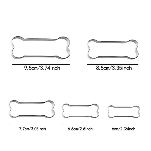 Dog Bone Cookie Cutters - 5-Piece Stainless Steel Set for Kids