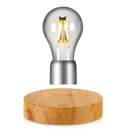 Magnetic Levitating Floating Wireless LED Desk Lamp - Round Wooden Base