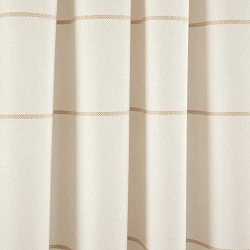 Lush Decor Farmhouse Boho Stripe Woven Tassel Yarn Dyed Cotton Blend Window Curtain Panels Pair 42" W x 95" L Ivory & Wheat - Striped Living Room Curtains