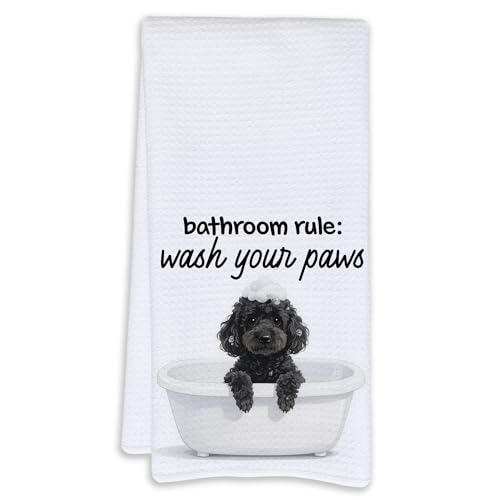 Poodle Wash Your Paws Kids Bathroom Hand Towels - Funny Black Poodle Kids Bathroom Hand Towels, 16x24 Inch, Dog Lover Gift - LCRBF
