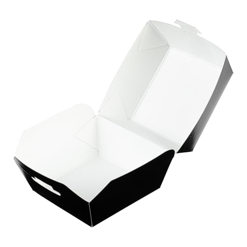 Restaurantware 2.5 x 2.5 x 2 Inch Mini Burger Boxes 100 Clamshell Food Containers - Hinged Lid Disposable Black Paper Take Out Boxes For Appetizers Or Desserts Serve Sliders or Finger Foods