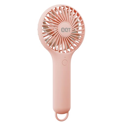 QQT Mini Handheld Fan - Pink USB Rechargeable with 3 Speeds