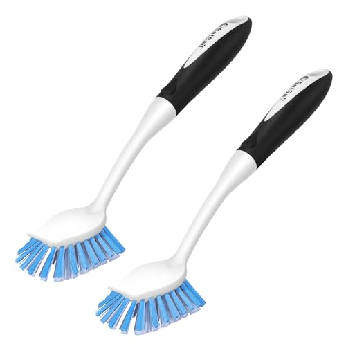 SetSail Dish Brush Set - 2 Pack with Built-In Scraper & Non-Slip Handle