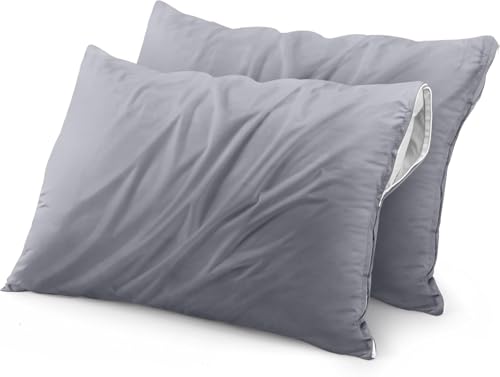 Set of 2 Gray Pillow Protectors 20x20 Inches with Zipper