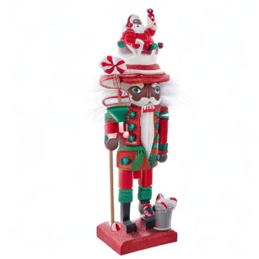 10-Inch Hollywood Black Nutcracker with Santa Hat - Red Variation
