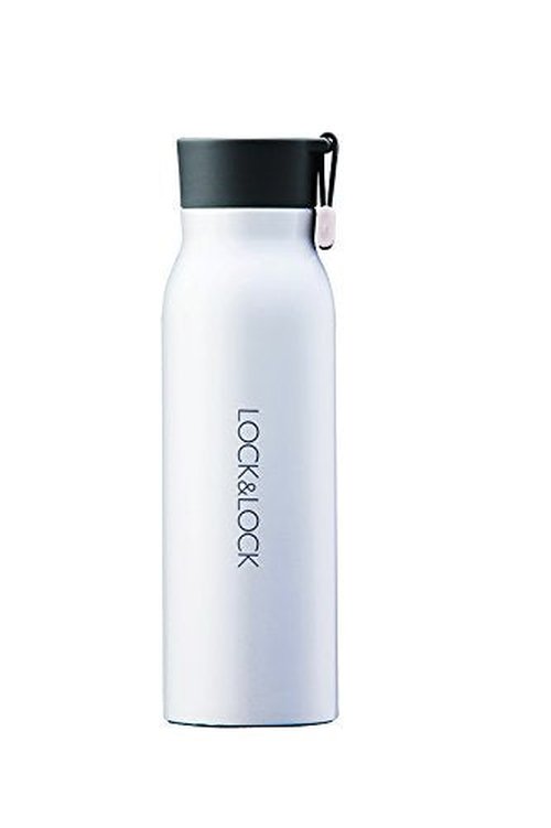 LOCK & LOCK Name Stainless Steel Vacuum Insulated Thermal Travel Mug, 17 oz (White)