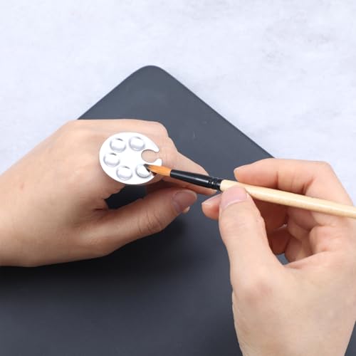 Tyqour 5 Pcs Stainless Steel Wearable Nail Art Mixing Palette Rings Silver