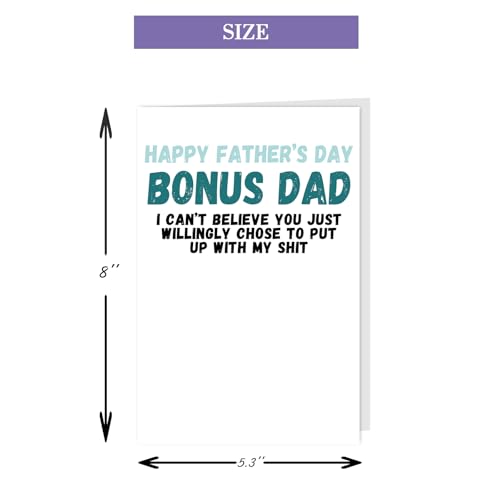 Funny Step Dad Father's Day Card - Humorous Bonus Dad Gift