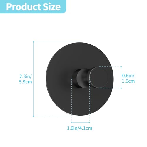 STWWO Adhesive Hooks for Walls, Heavy Duty Aluminum Towel Hooks - 4 Pack Black