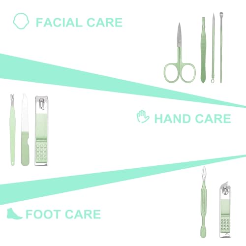 WOILLIO 9-Piece Professional Manicure and Pedicure Grooming Kit in Leather Case