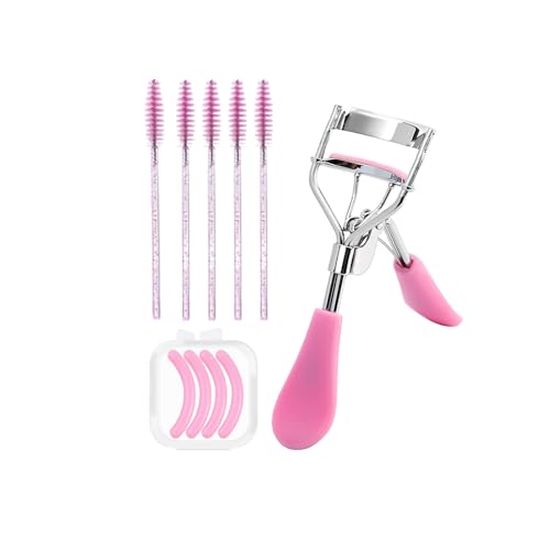 Pink Eyelash Curler Set with Replacement Pads and Spoolies