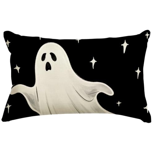 Halloween Throw Pillow Cover 12x20 - Spooky Ghost Design