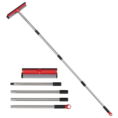 2-in-1 Window Squeegee with 59-Inch Extendable Pole for Glass Cleaning
