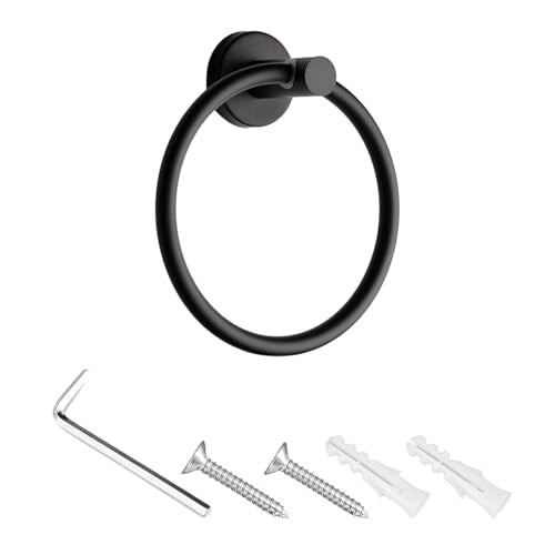 Matte Black Towel Ring - 6.29 Inch Stainless Steel Wall Mount
