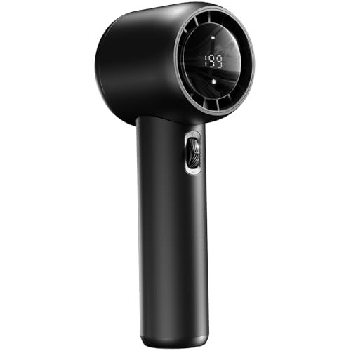 Rechargeable Handheld Fan - Black 15000RPM with Digital Display