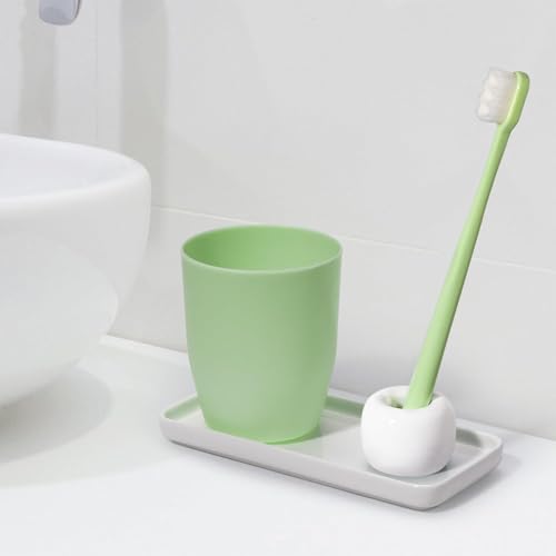 Mini Ceramic Toothbrush Holders 2-Pack - Space-Saving Bathroom Decor, White