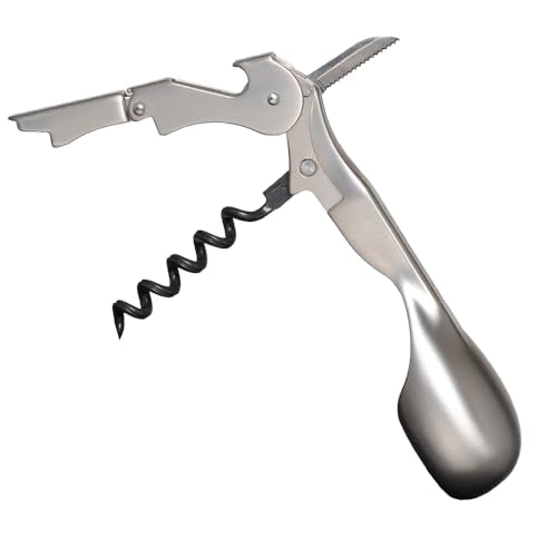 Corkcicle Wine Key - Bartender Multi Tool With Corkscrew, Bottle Opener & Foil Cutter - Ratcheting Mechanism - Curved Handle - Professional Grade Bartending Tool - For Kitchen - Stainless Steel