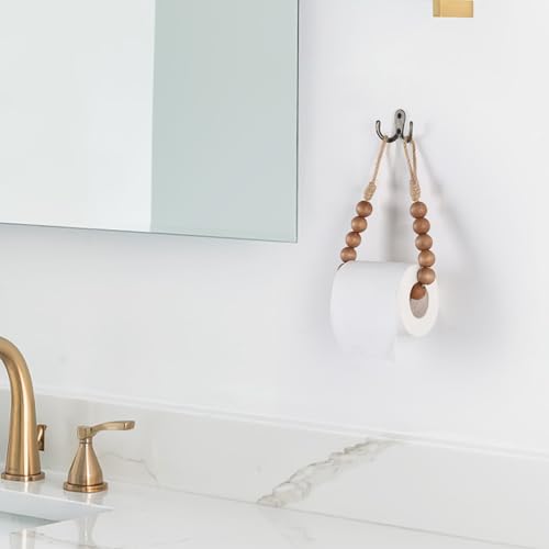 Boho Toilet Paper Holder with Wooden Beads - Coffee Design