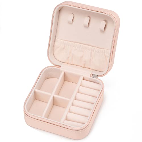 Pink Mini Jewelry Travel Case - Portable Organizer for Rings & Necklaces