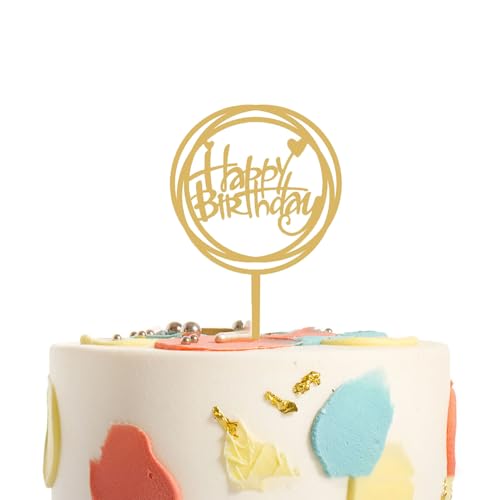 Gold Acrylic Happy Birthday Cake Topper Set - 10 PCS