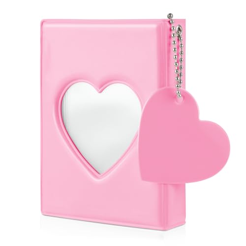 Mini Photocard Binder Album with 32 Pockets - Pink Heart Design