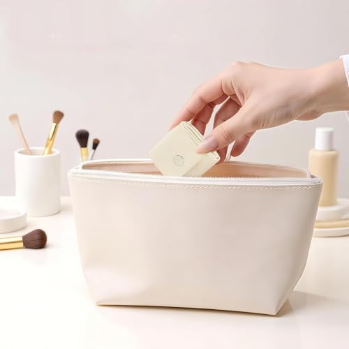 Mini Travel Jewelry Organizer Roll Bag Set - 3-Piece Beige Pouch