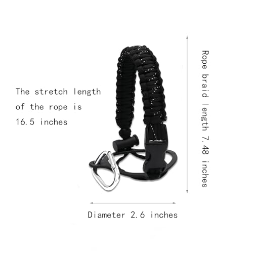 2 Pcs Paracord Water Bottle Handle£¬Paracord Handle for Water Bottle Strap£¬Fits Wide Mouth Bottles 12oz to 64oz£¬Paracord Strap Carrier Assembled with Safety Ring and Carabiner for Hiking(Black white)