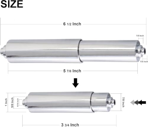 2 Pack Chrome Toilet Paper Holder Replacement Rods | Heavy-Duty Spring Loaded