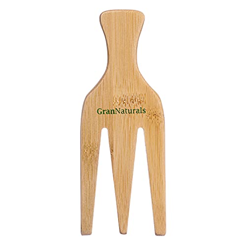 GranNaturals Wooden Parting Comb & Three-Prong Afro Pick for Curly Hair