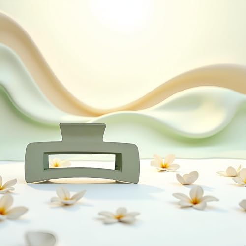 Tnyvm Large Green Hair Claw Clip for Thick Hair No-Slip Square Barrette