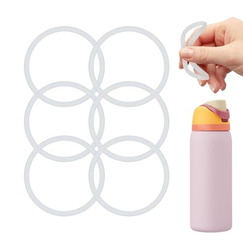 6 Pcs Replacement Gasket for Owala FreeSip 24oz 32oz, Silicone Sealing O Ring for Water Bottle Lid Compatible with Owala 19/24/32/40oz Leak Proof Silicone Seal Bottle Cap Stopper Part(Clear)