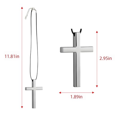 KHGUZ Metal Car Rearview Mirror Cross Hanging Ornament Silver