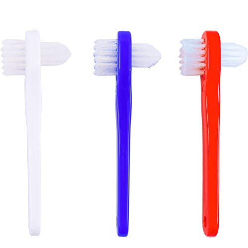 ORAPICH Denture Cleaning Brush Set - Dual-Head T-Shaped Toothbrush 3 Count